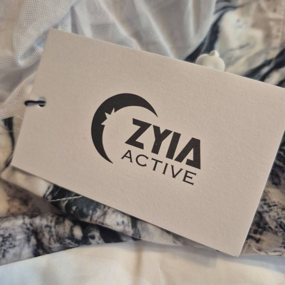 ZYIA Active Windbreaker Jacket Womens White Marble Mesh Back Packable Zip NEW NW - Picture 14 of 15